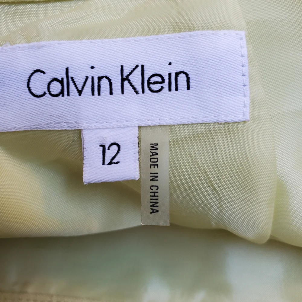 Calvin Klein Light Charteuse Green Linen Blend Pencil Skirt Size 12 Minimalist - Picture 5 of 7